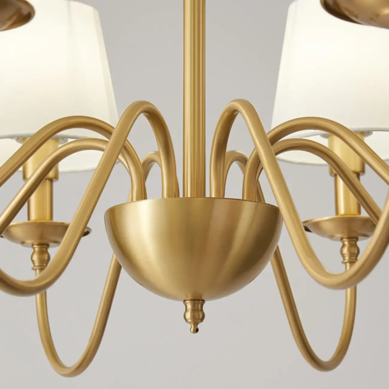 Elegant White Fabric Shade Classic Gold Chandelier