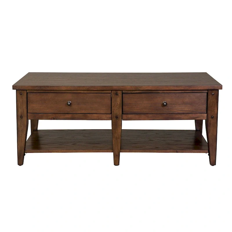 Liberty Furniture Lake House Cocktail Table Rustic Brown Oak