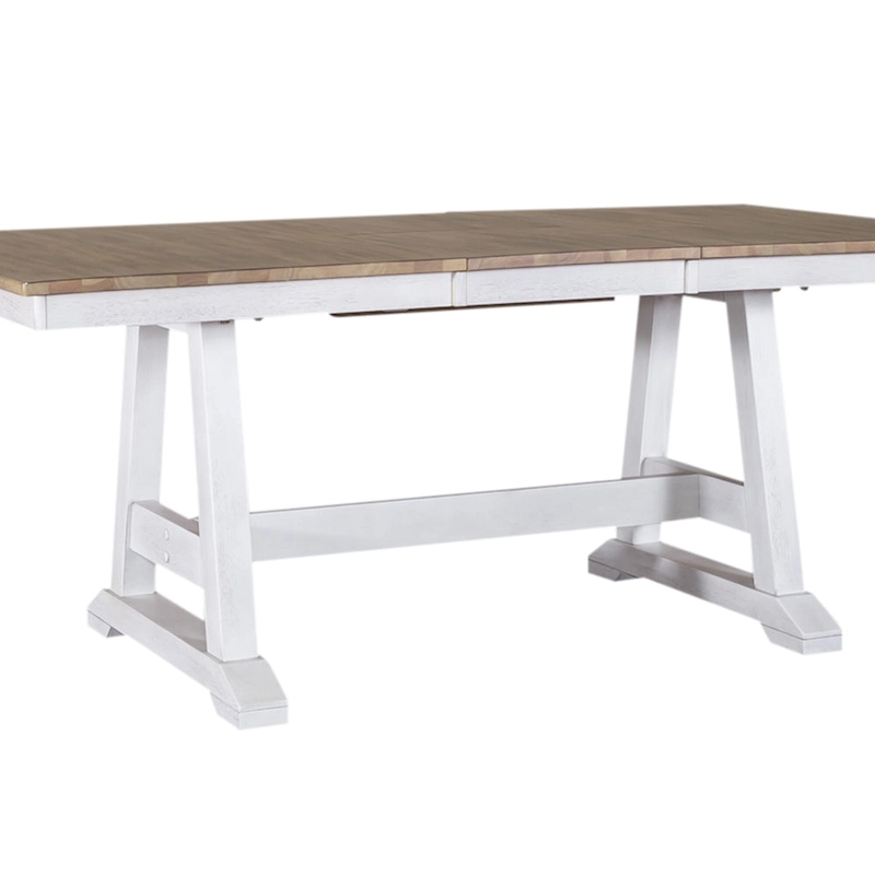 Lindsey Farm Weathered White & Sandstone 7 Piece Trestle Table Set