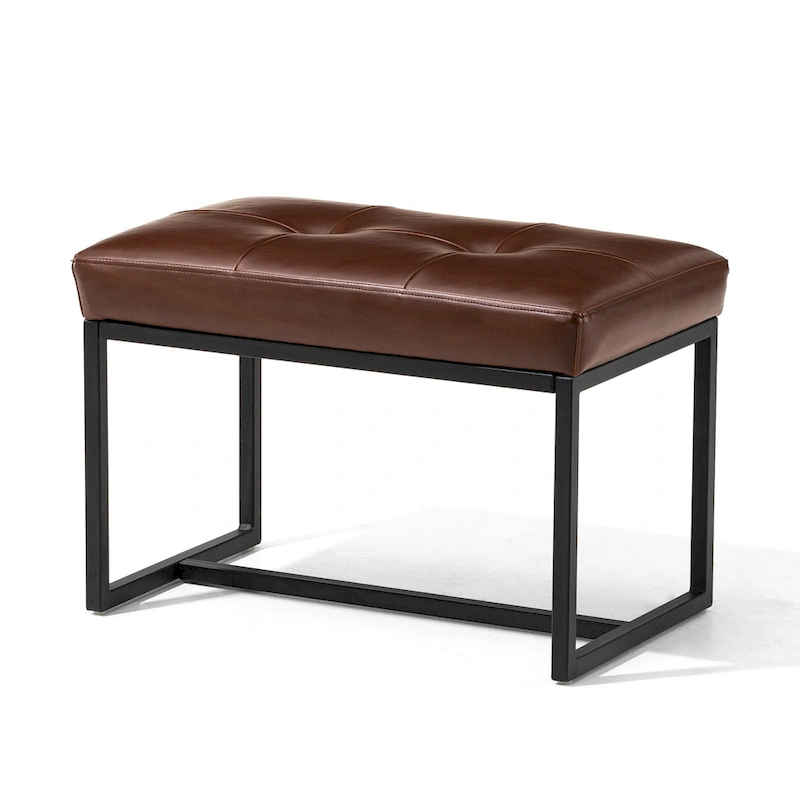 Glitzhome 24W Modern PU Leather Button-tufted Ottoman Foot Stool