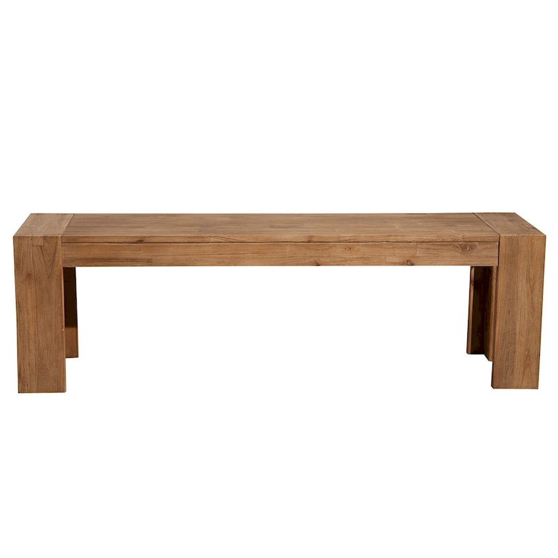 Solid Acacia Wood Bench with Bracket Legs, Brown