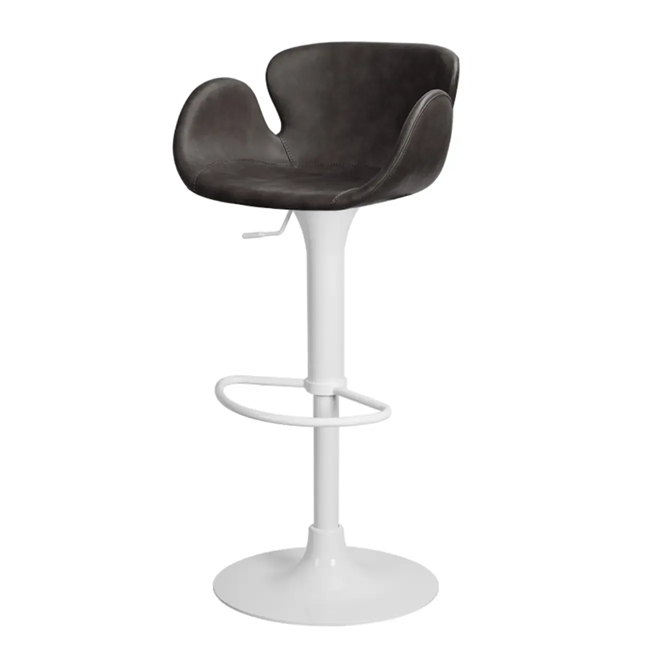 Adjustable Height Swivel Distressed Leather Bar Stools with Back