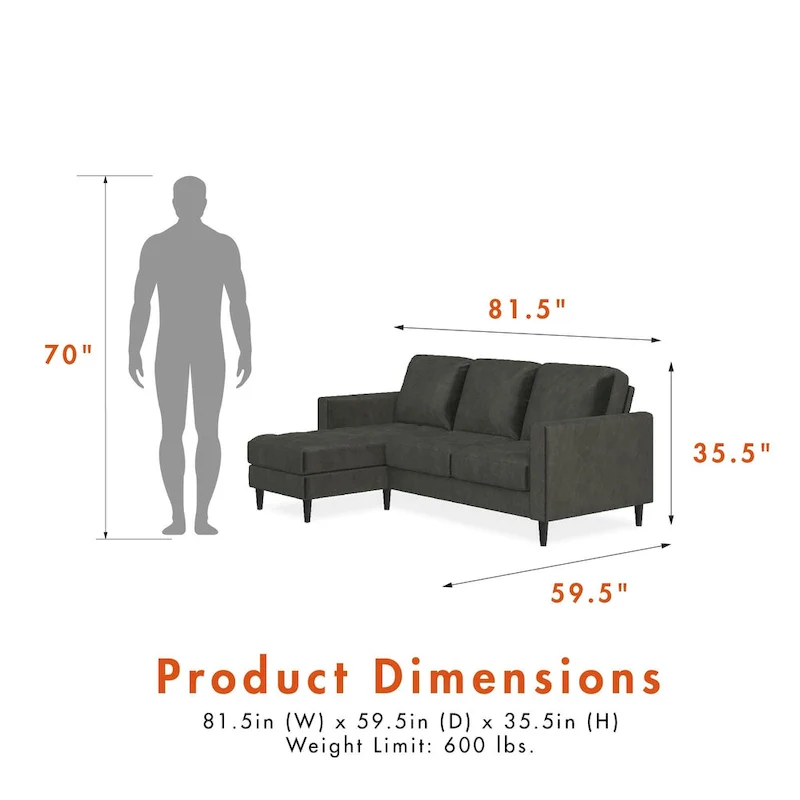 CosmoLiving by Cosmopolitan Strummer Reversible Sectional Sofa Couch