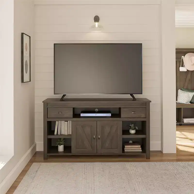 Brown Sliding Barn Door TV Stand for TVs Up to 60 Inch