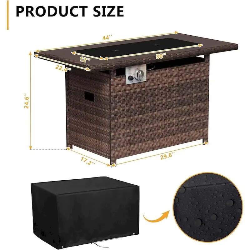 4 Pieces Aluminum Patio Furniture Set with 40 Fire Pit Table