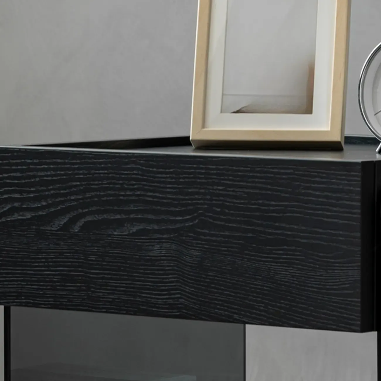 Modern Pine Wood 2 Drawer Nightstand with Lighting