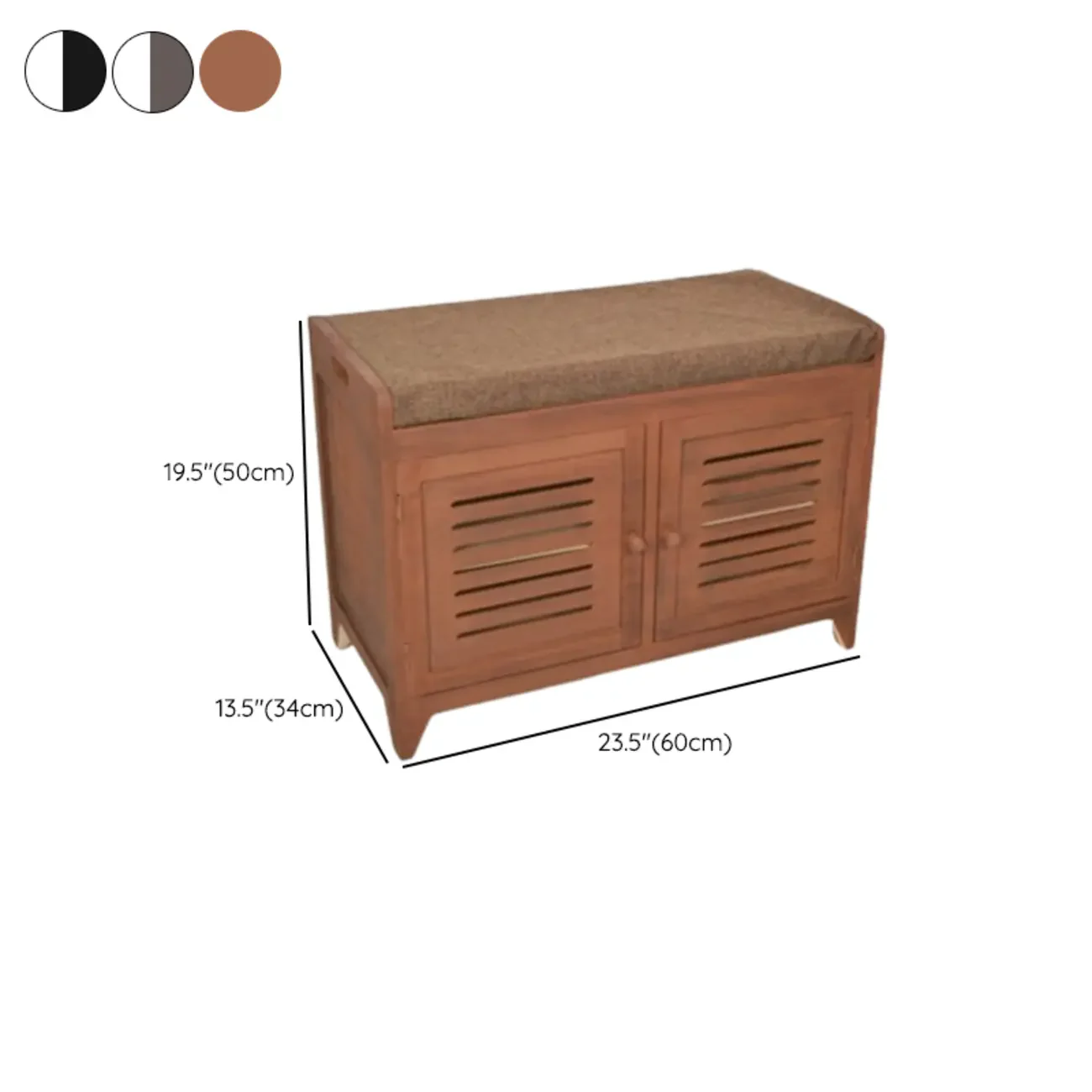 Entryway Wooden Cushioned Shoe Bench with Cabinet