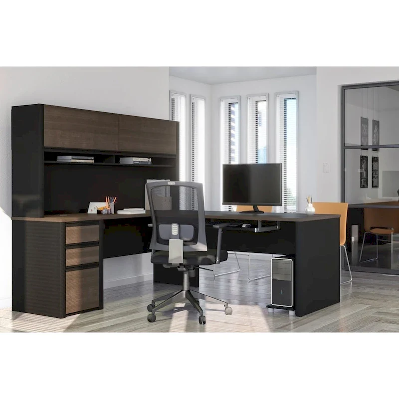 Connexion 72W L-Shaped Desk with Hutch and Pedestal