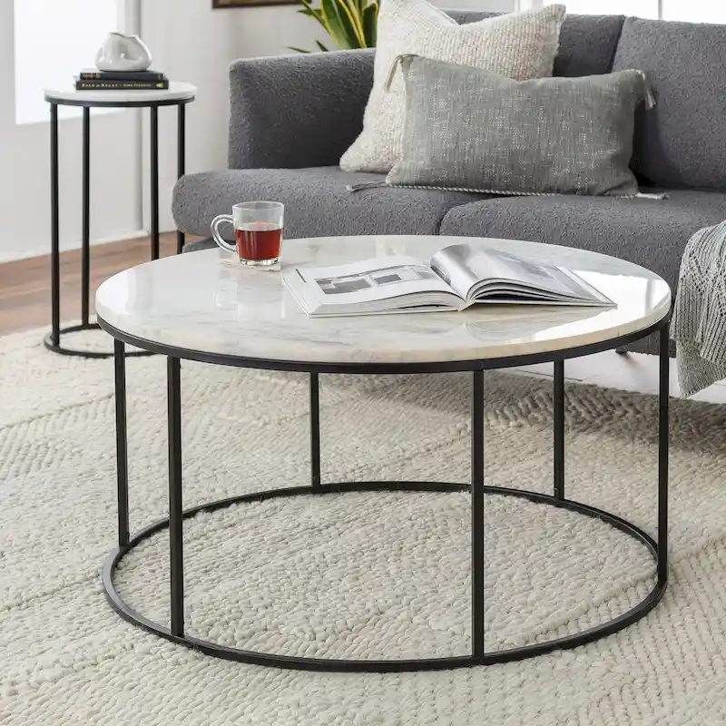 Modern Round Mixed Material Coffee Table