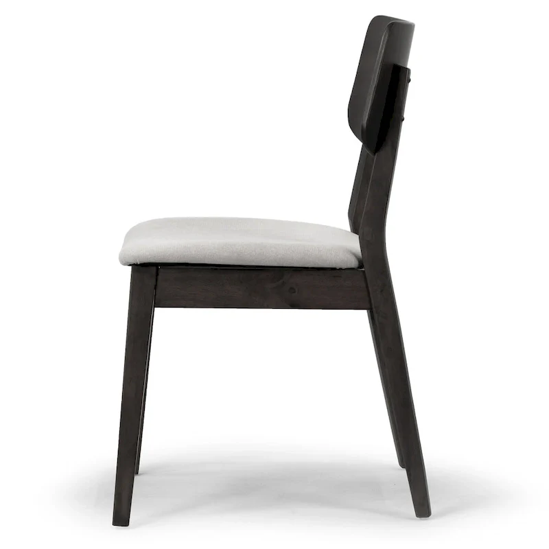 Set of 2  Black Wood Chair with Light Grey Fabric Seat