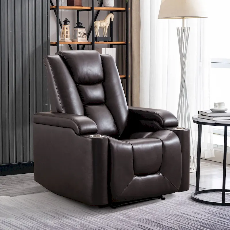 Power Leather Recliner Chair Home Theater Seating Soft