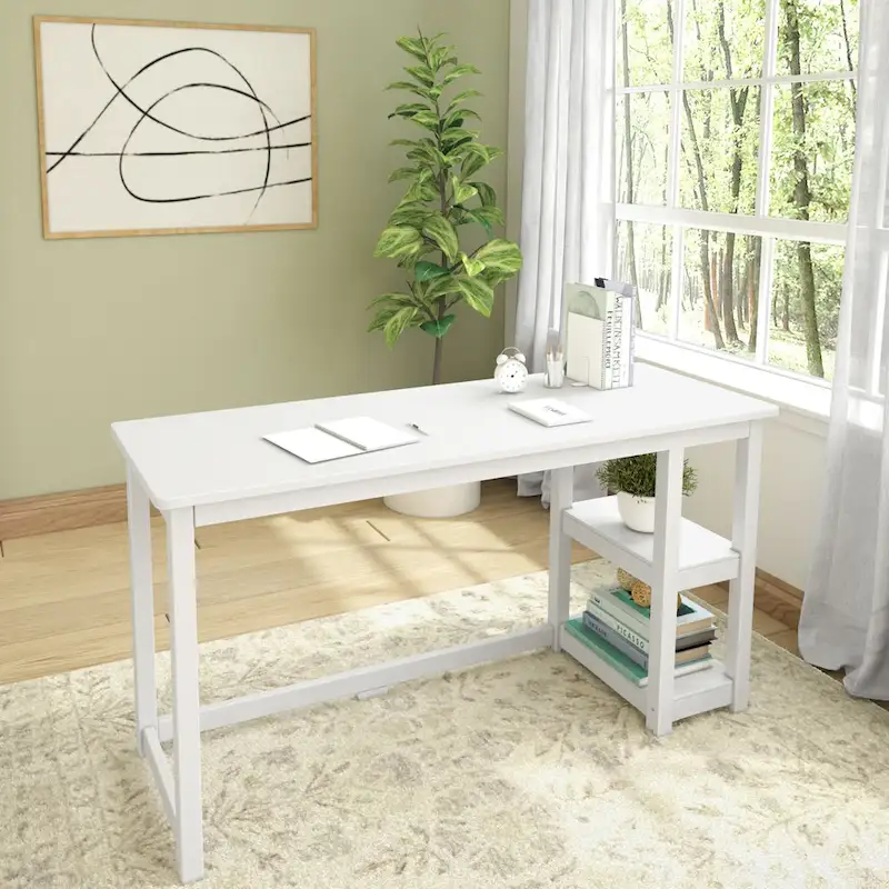 Plank and Beam Desk with Bookshelves