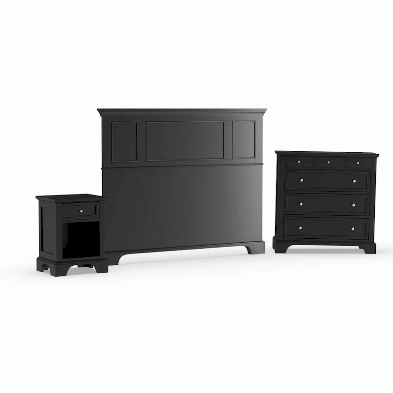 3-Piece Queen/Full Headboard Night Stand and Chest Set