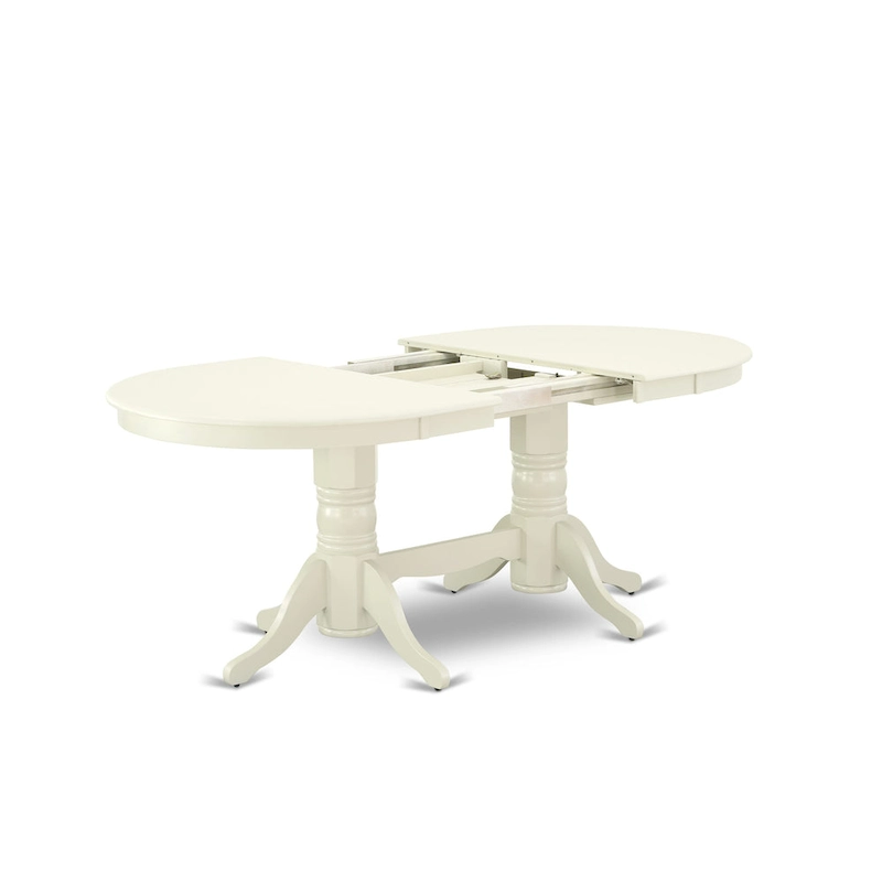 East West Furniture Dining Set- an Oval Dining Table and Wood Seat Chairs, Linen White(Pieces Options)