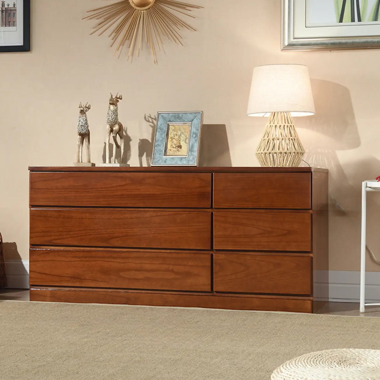 Classic Wooden Double Dressers with 7-Drawer