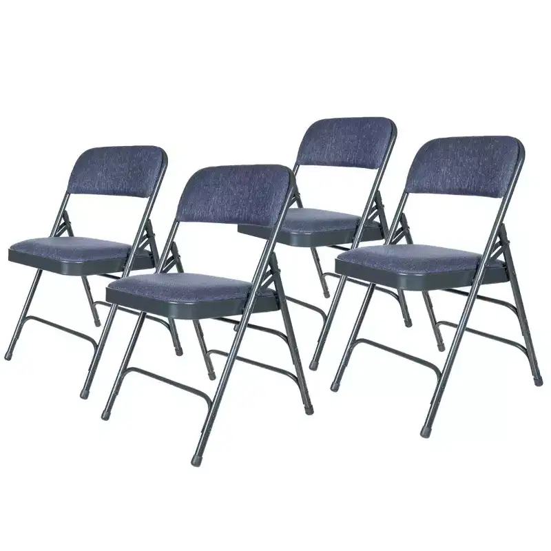 Set of 4 Deluxe Fabric Padded Triple Brace Folding Chairs - Hampden Furnishings