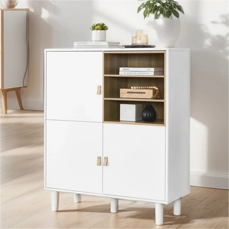 Modern Wood Sideboard Cabinet with Round Legs and Shelf - N/A