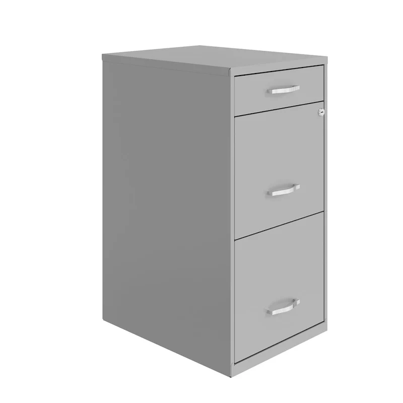 18 Deep 3 Drawer Metal File Cabinet - Arctic Silver