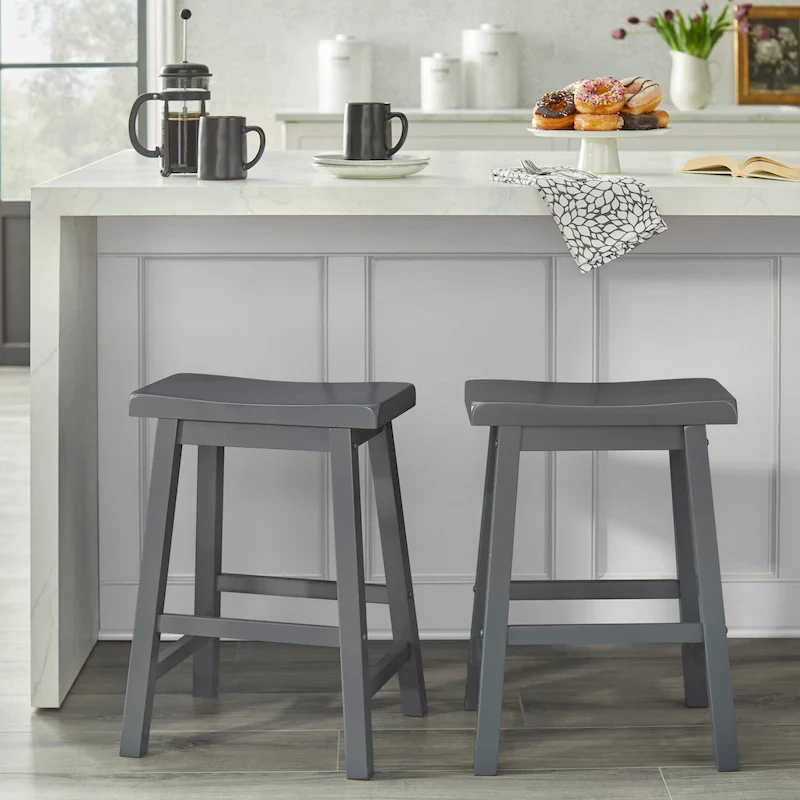 Solid Wood 24-inch Saddle Stool (Set of 2)