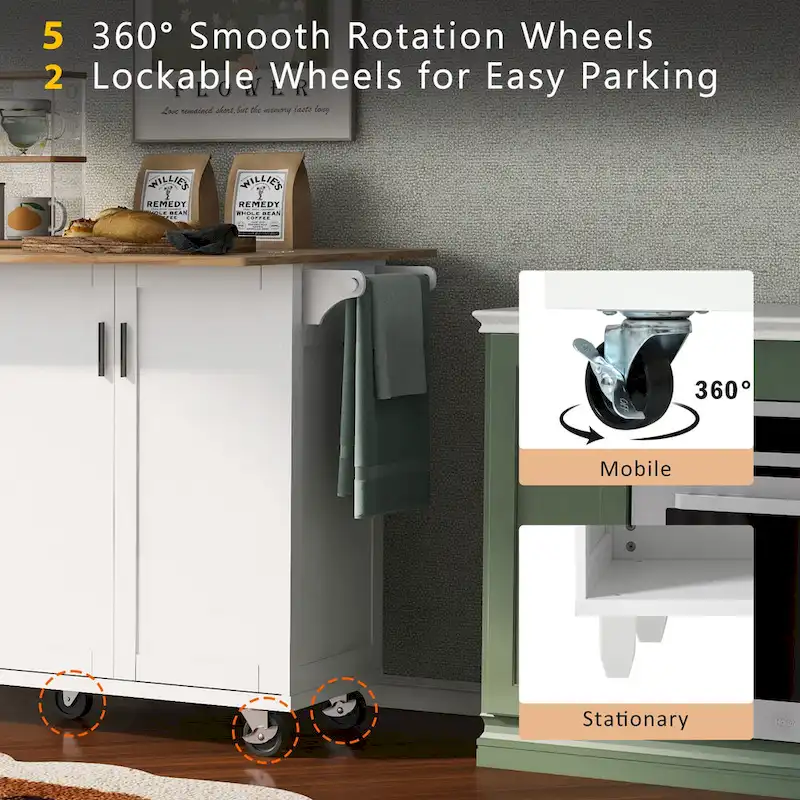 Kitchen Island With Foldable Counter Top(no include stool)