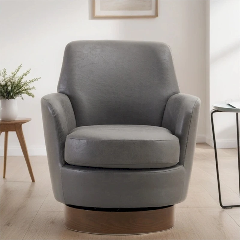 Swivel Round Accent Chairs Armchair with Stainless Steel Base