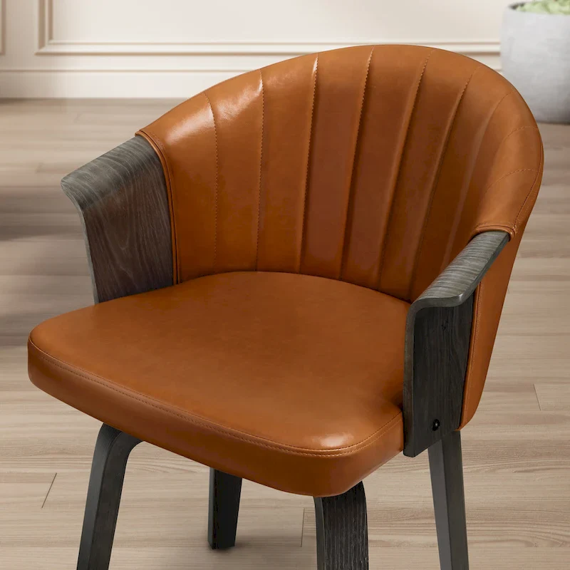 Bentwood and PU Swivel Dining Chairs (Set of 2)