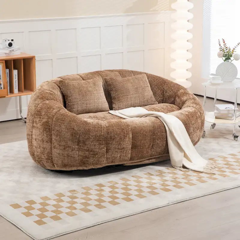 Coffee Modern 59 Chenille Loveseat Chaise Lounge Chair