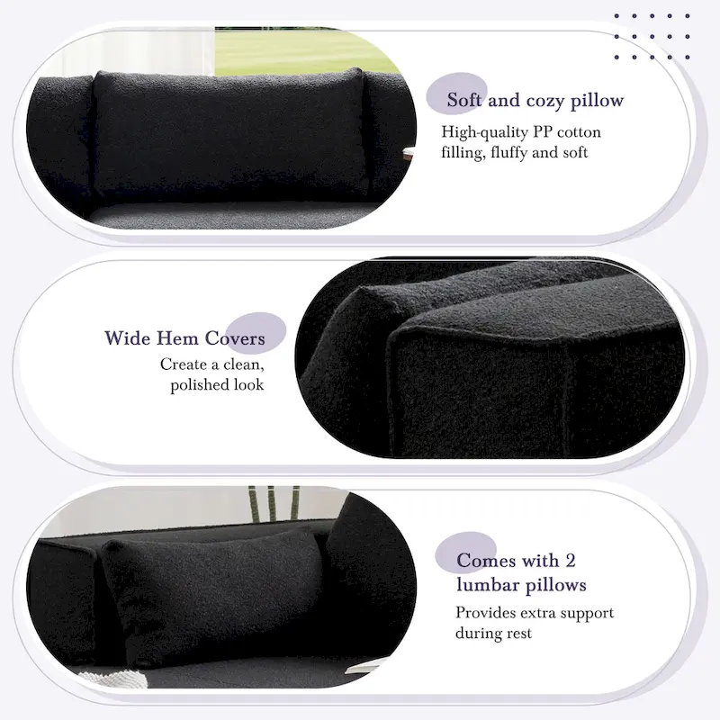 112 Boucle Modular Sectional Sofa with Free Side Table, Wide Seat Design and No Assembly Required