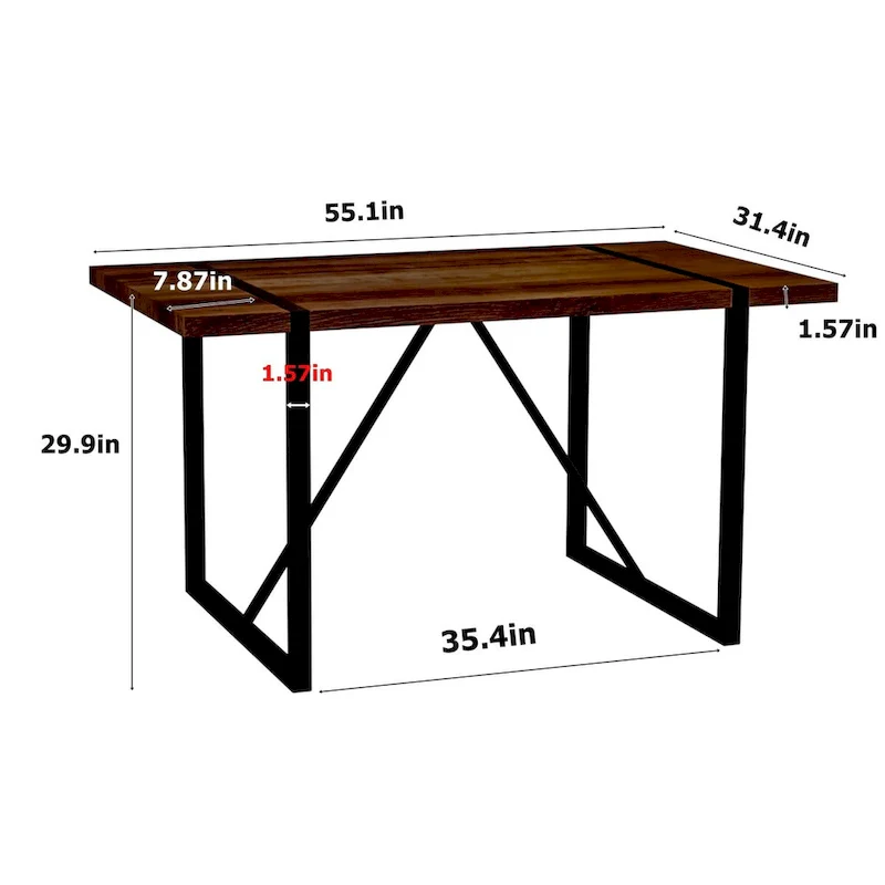 Wood Colour Dining Table and Modern Dining Chairs, Mid Century Wooden Kitchen Table, Metal Base & Legs