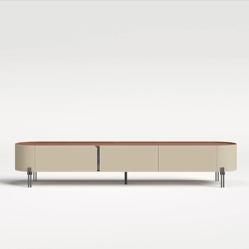 86.6 Leather TV Stand, Modern Entertainment Center with 3 Drawers