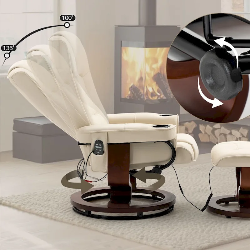 AVAWING Recliner Chair with Ottoman Vibration Massage Swivel
