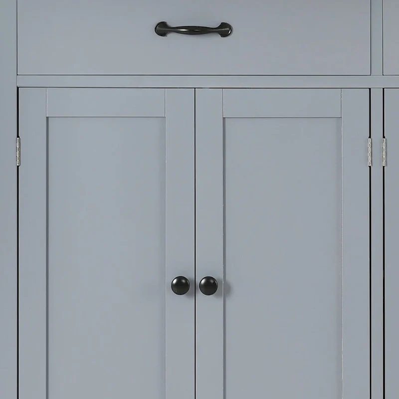 Classic Wooden Kitchen Island Cart with 2 Drawers, 2 Cabinets, a Towel Rack and a Spice Rack