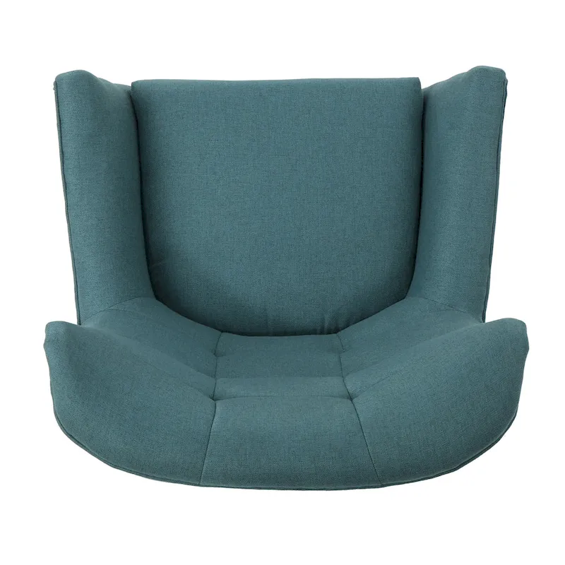 Modern 32.5 High Back Upholstered Button Tufted Wingback Chair with Rubber Wood Legs
