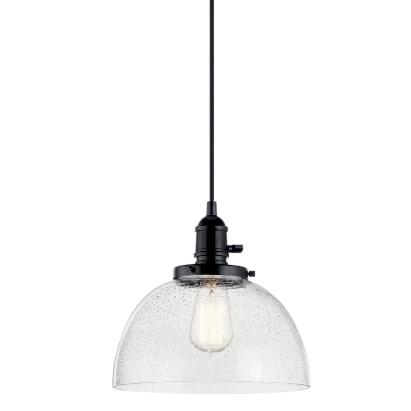 Kichler Lighting Avery 10.25 in. 1-Light Black Bowl Mini Pendant Light
