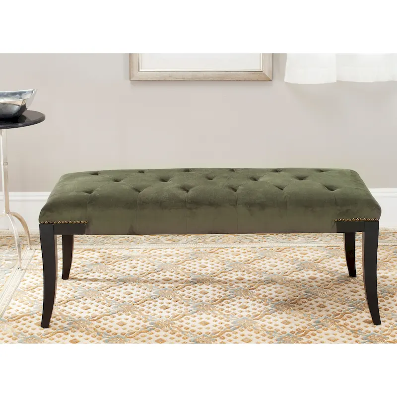 SAFAVIEH Leia Cream Tufted Nailhead Bench - 48Wx20Dx19H