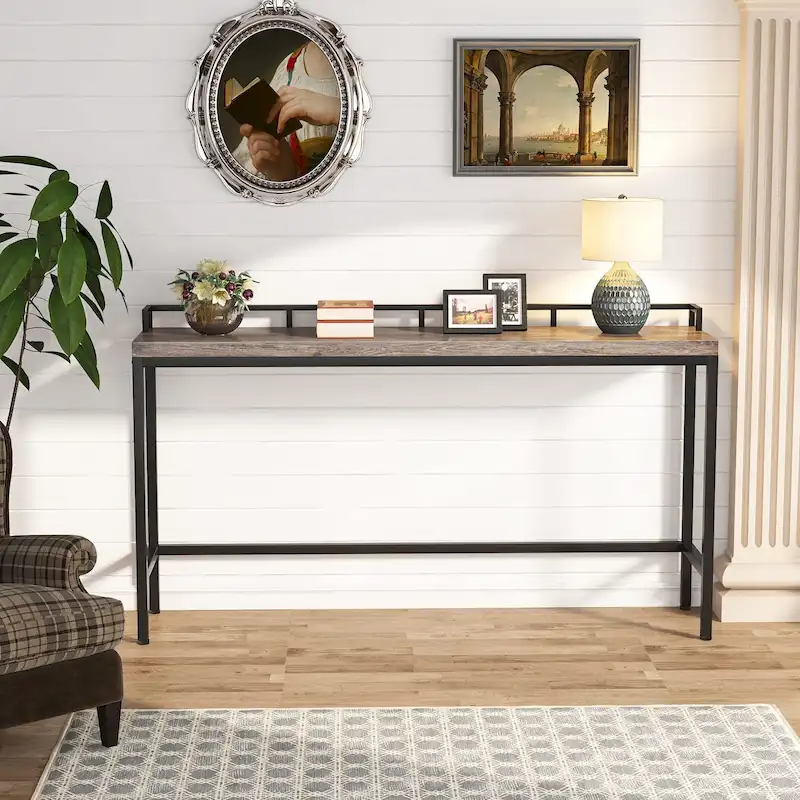 70.9 Extra Long Sofa Console Table, Behind The Couch Table Narrow Entryway Table