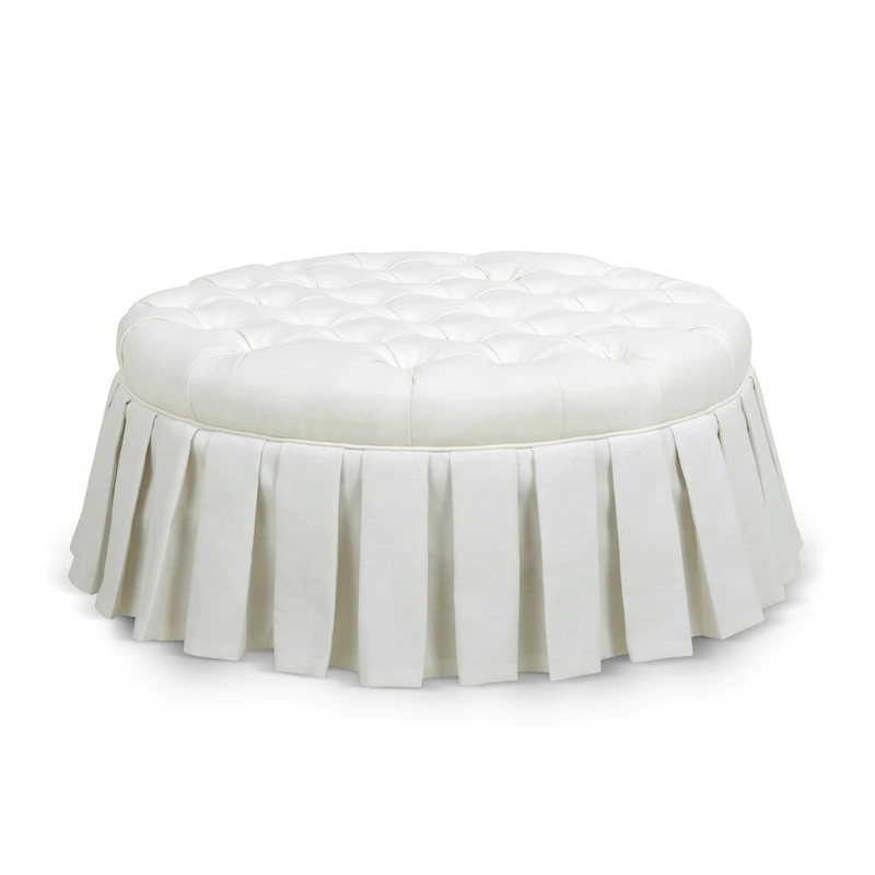 Gracewood Hollow Baruti Tufted Cocktail Ottoman with Pleated Skirt