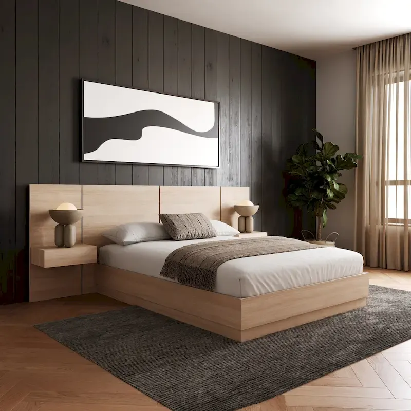 Milano 4-Piece Bedroom Set with Floating Nightstand Extension Panel