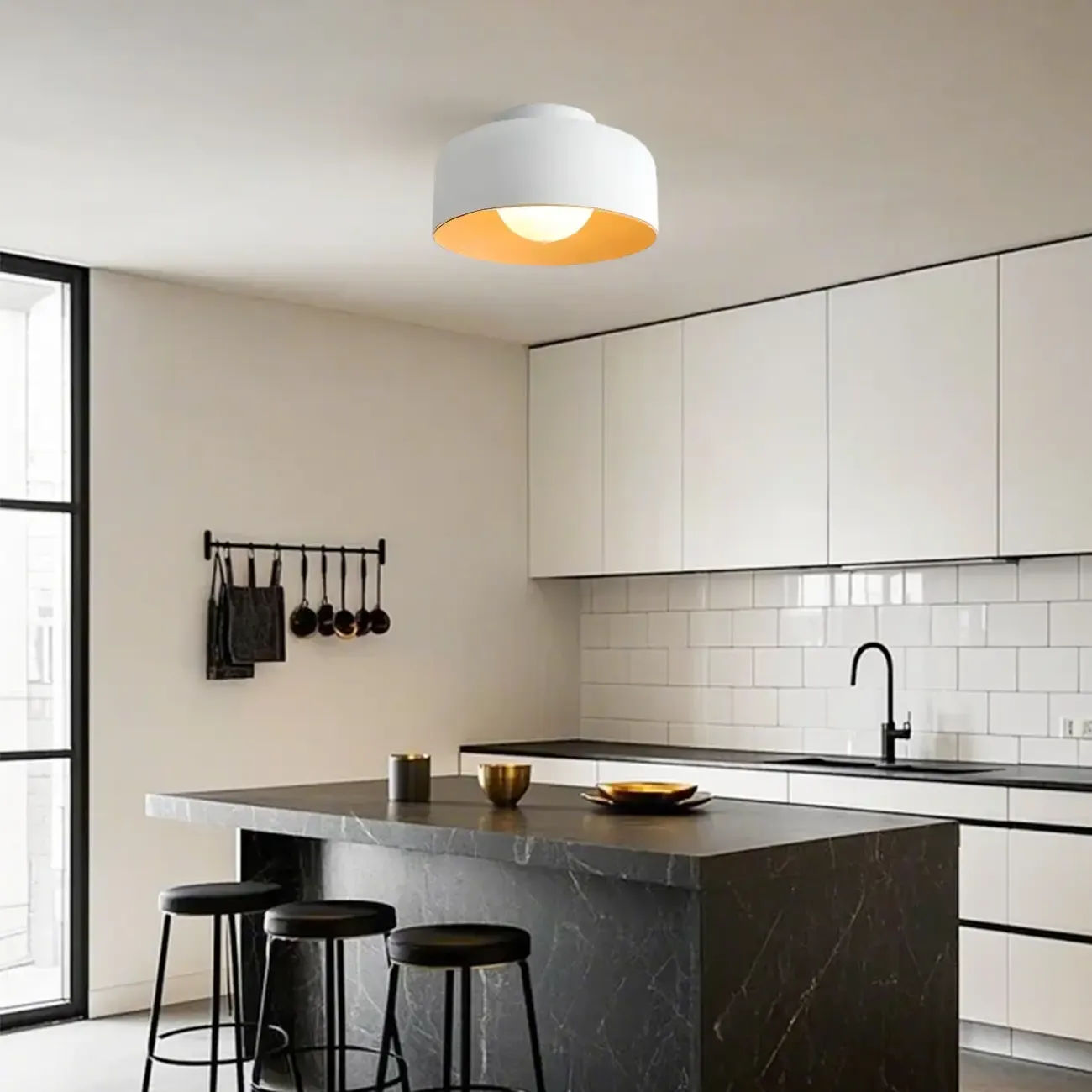 Modern Metal Jar-Shaped Semi Flush Ceiling Light