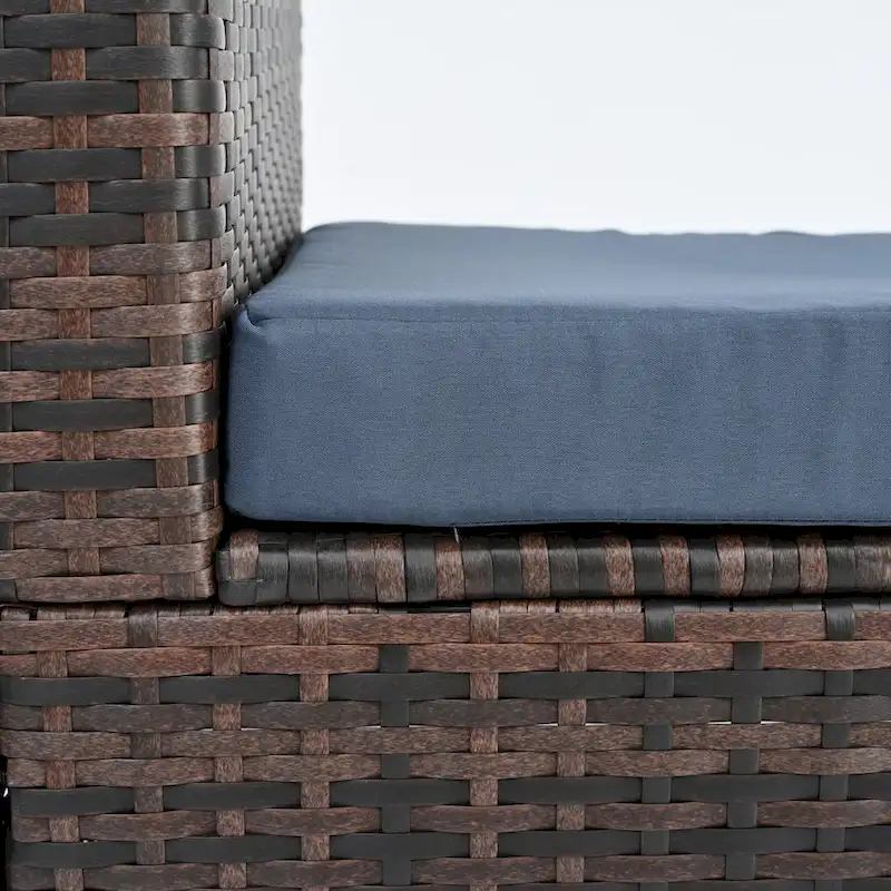 5-Piece PE Rattan Wicker Patio Conversation Set with Cushions