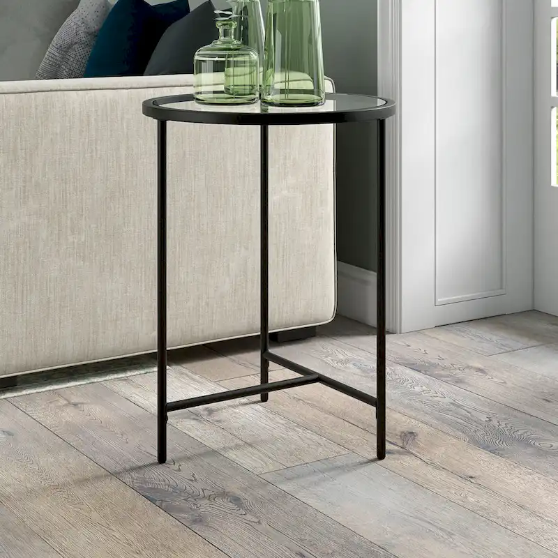 Berenson 18 Wide Round Side Table with Glass Top