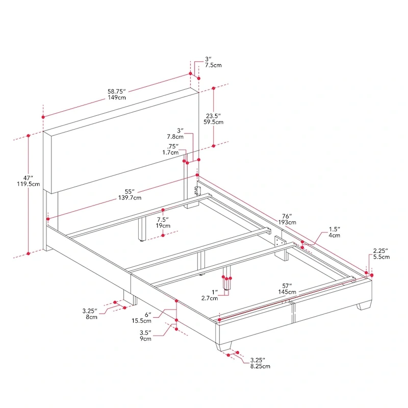 Nova Modern Full/Double Bed, Box Spring Required