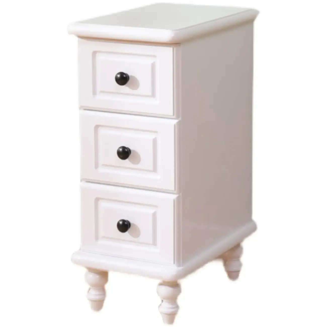 Art Deco Wood Top 3 Drawer Nightstand with Legs