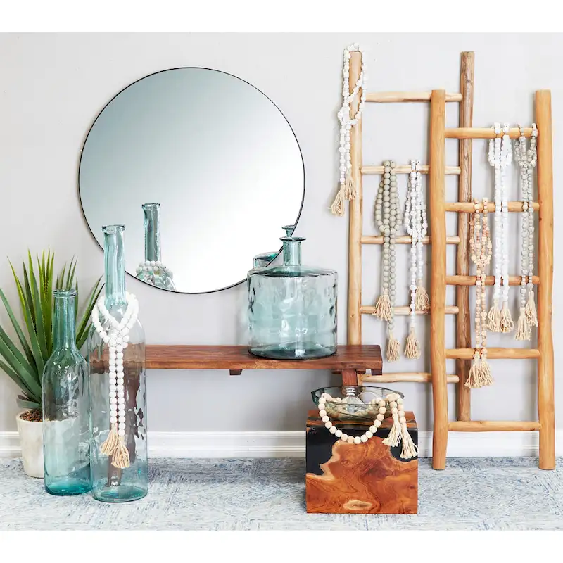 Teak Wood Block Accent Table with Black Resin Inlay - Brown-11Wx12Lx15H