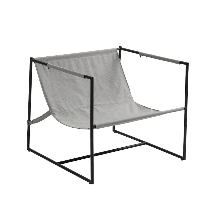 Metal Framed Accent Chair Sling Armchair with Bag Cushion