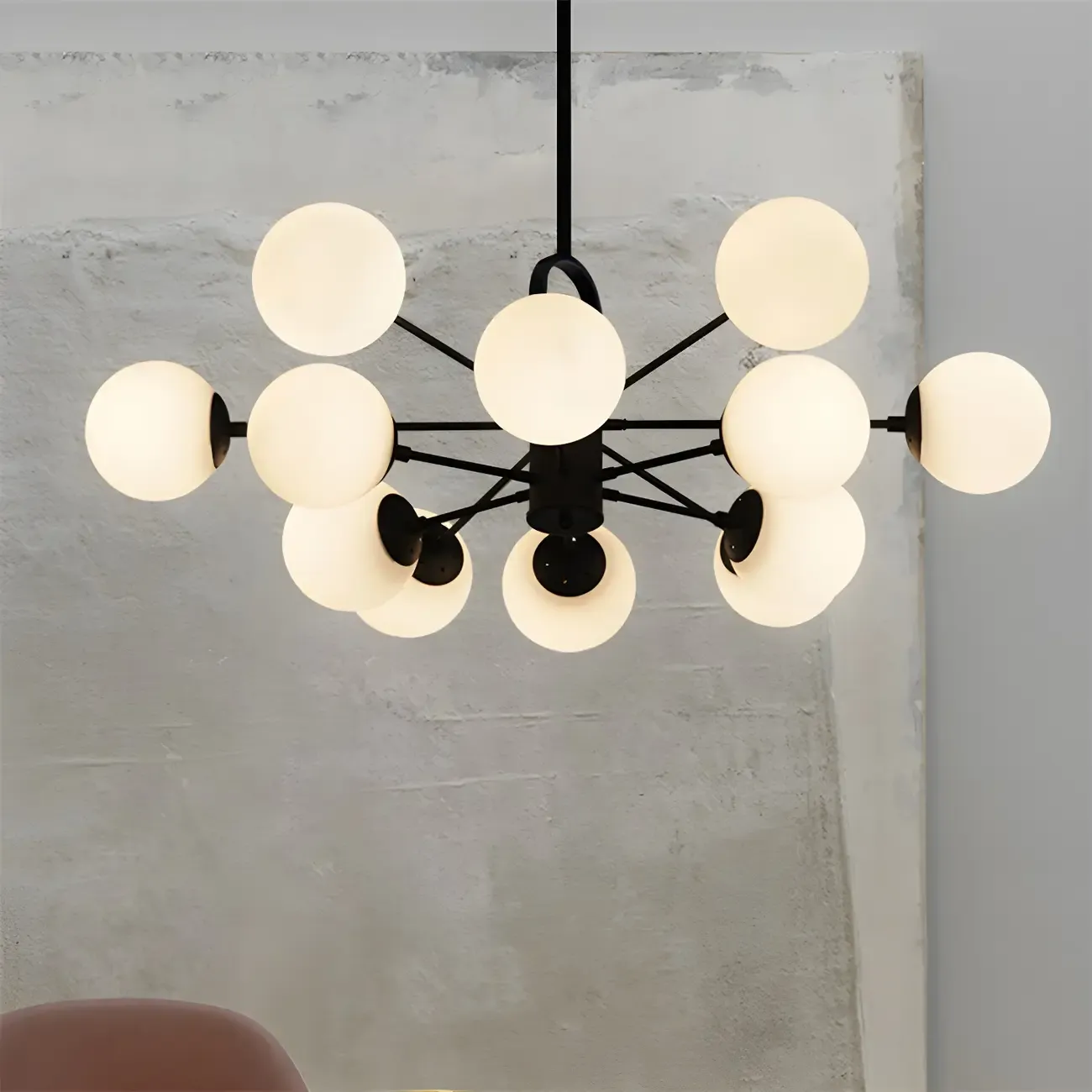 Mid-Century Modern Sputnik Chandelier Globe Glass Shades