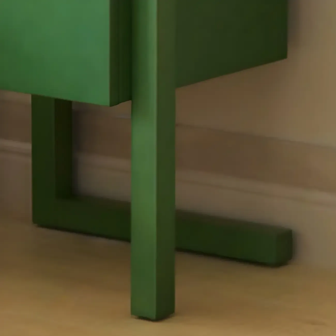 Green Wooden 1 Drawer Narrow Bedroom Nightstand