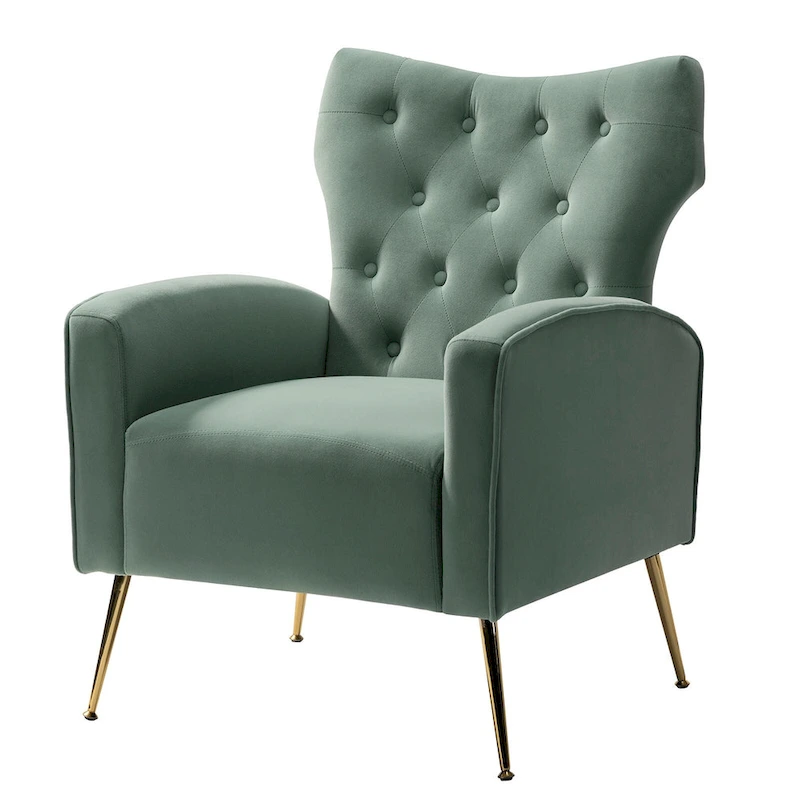 Abadiana Accent Tufted Chair with Metal Base by HULALA HOME