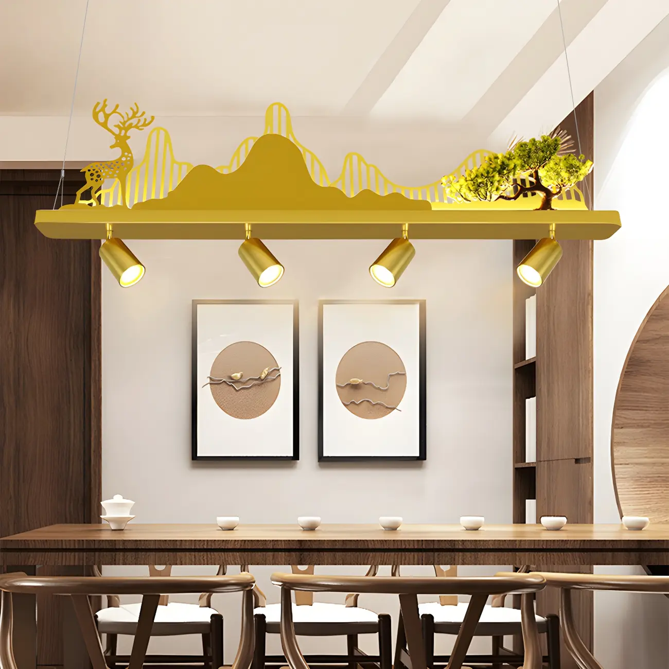 3/4-Light Modern Gold Metal Abstract Island Light