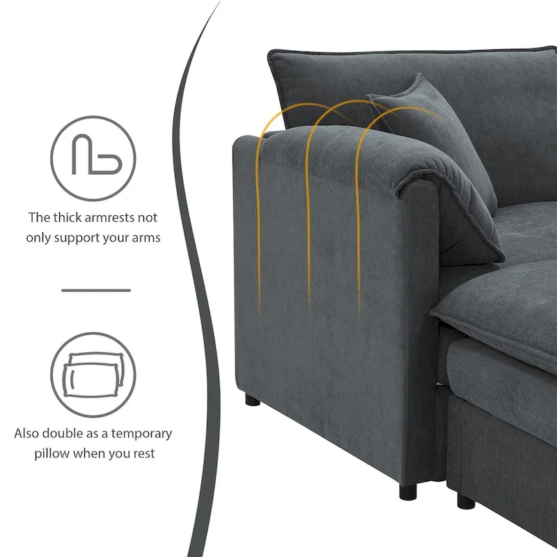 134*66 Chenille Modular Sectional Sofa